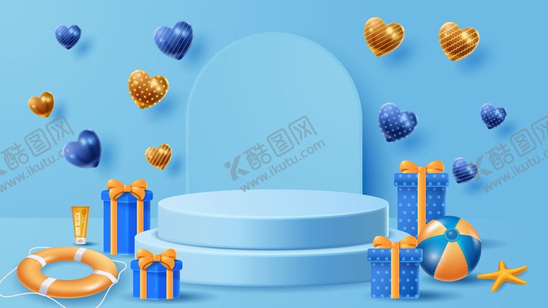 编号：16891701251040196199【酷图网】源文件下载-蓝色促销展台背景