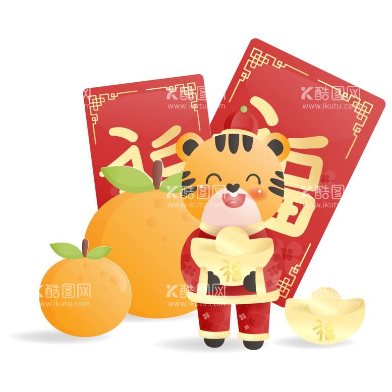 编号：66392712050725469470【酷图网】源文件下载-新年春节可爱卡通老虎福娃矢量