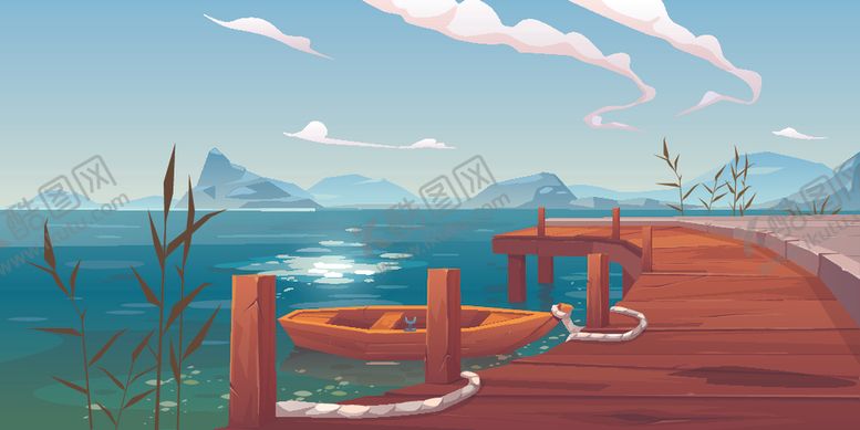 编号：85470810052243591902【酷图网】源文件下载-湖景插画