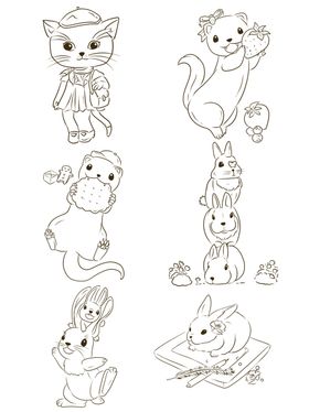 惊恐小猫动物卡通矢量简笔画