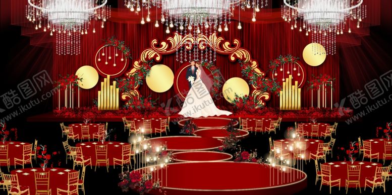 编号：18719209160703512045【酷图网】源文件下载-红色大气婚礼主题会场