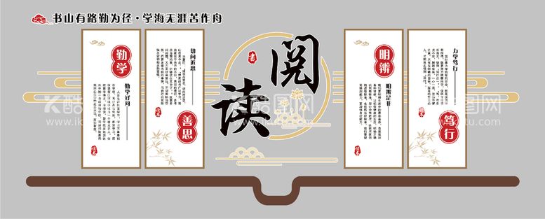 编号：30193811171131383458【酷图网】源文件下载-图书室文化墙  