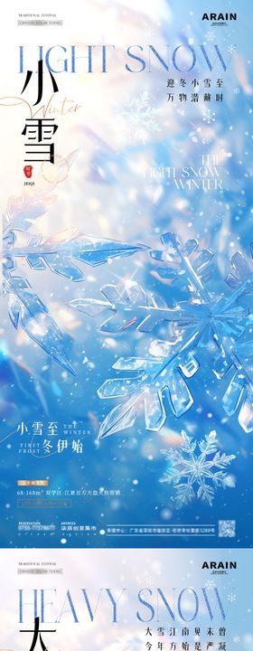 小雪大雪简约雪花海报