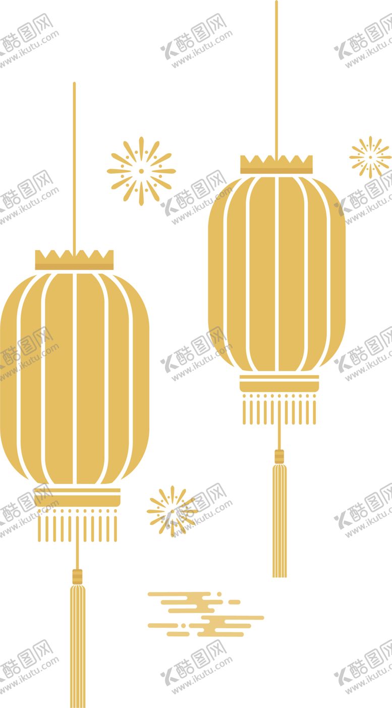 编号：16092101170026102551【酷图网】源文件下载-新年元宵节金色系剪纸风灯笼元宵