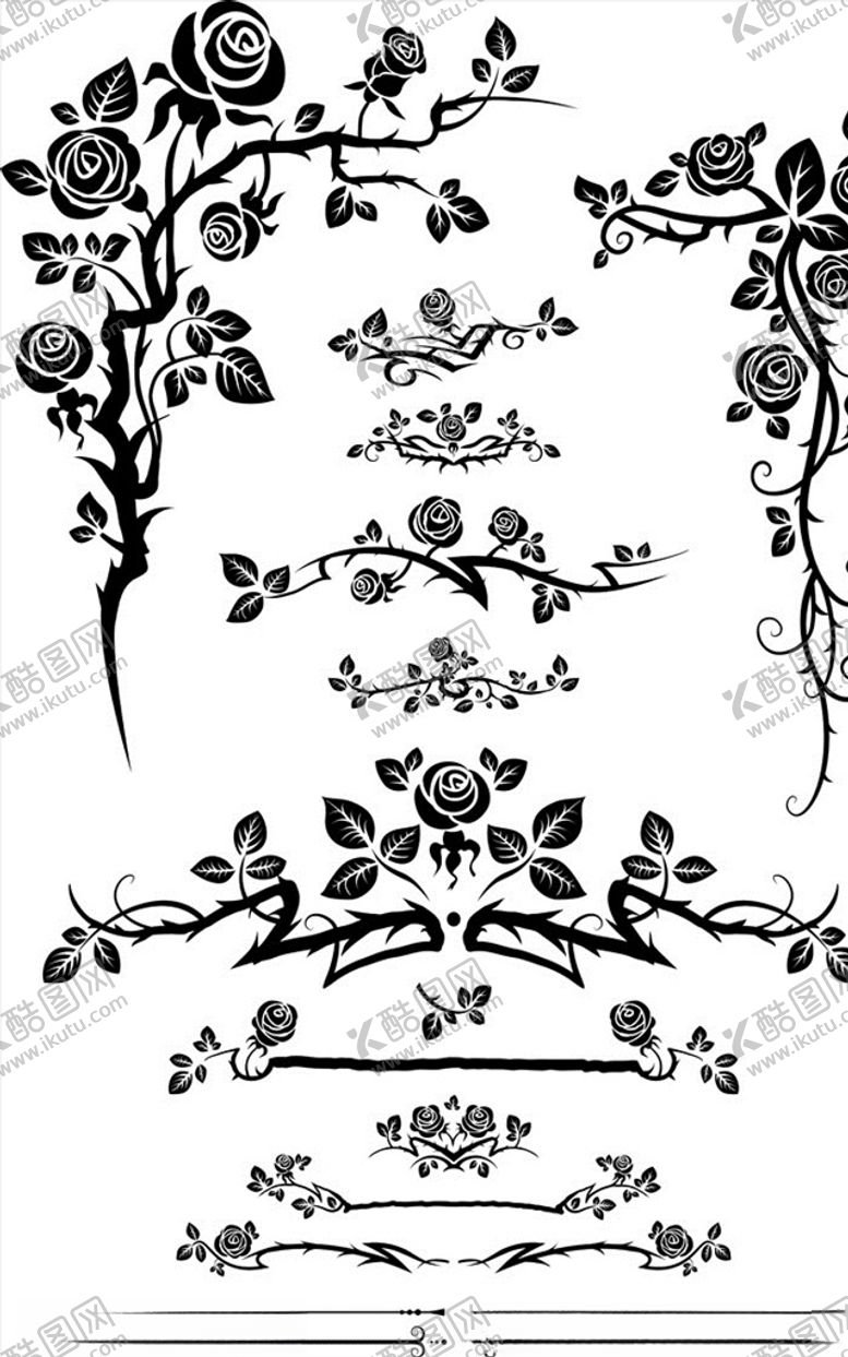 编号：80812409281210312723【酷图网】源文件下载-矢量花边藤蔓