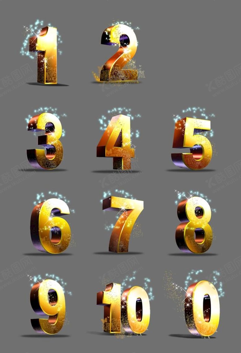 编号：11740510200906047959【酷图网】源文件下载-金色立体数字