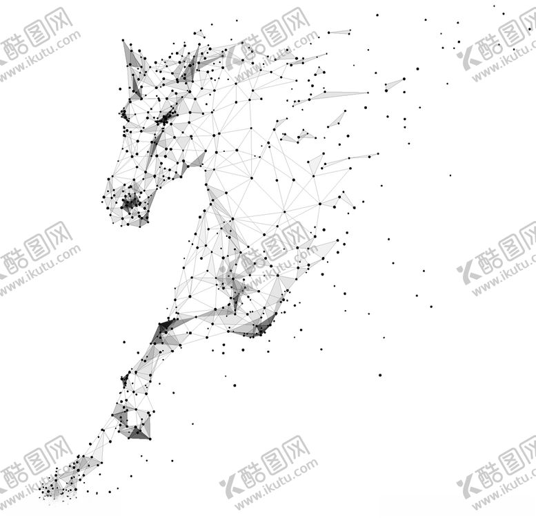编号：18424209292028049015【酷图网】源文件下载-粒子马剪影矢量AI文件