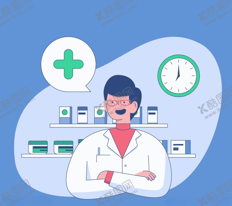 编号：98483910291143225209【酷图网】源文件下载-药房笑脸男医生