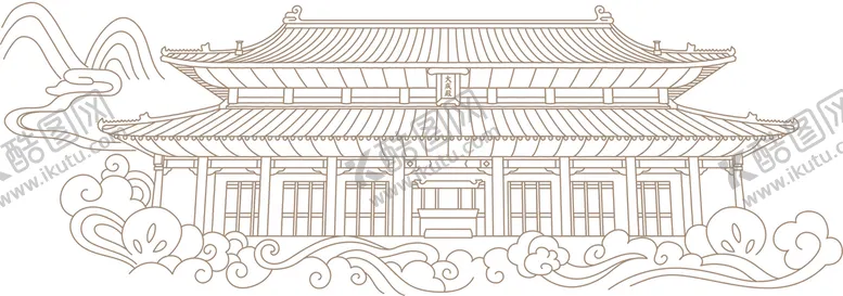 编号：07465109150634414513【酷图网】源文件下载-线条 大殿  古建筑