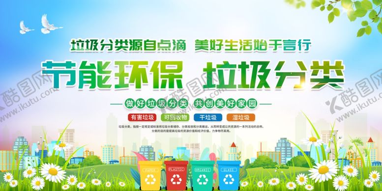 编号：93411205240917086810【酷图网】源文件下载-节能环保垃圾分类宣传图