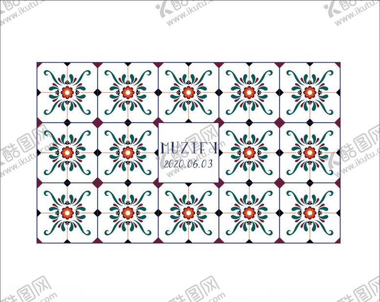 编号：50724110081433209564【酷图网】源文件下载-复古花卉瓷砖图案