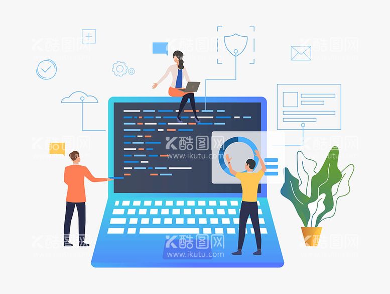 编号：09324710030337271823【酷图网】源文件下载-互联网团队协作概念插画