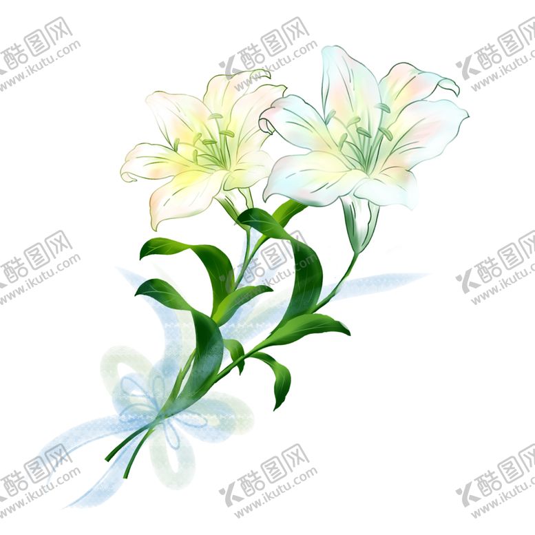 编号：18632801211139531119【酷图网】源文件下载-春天百合花手绘装饰图案