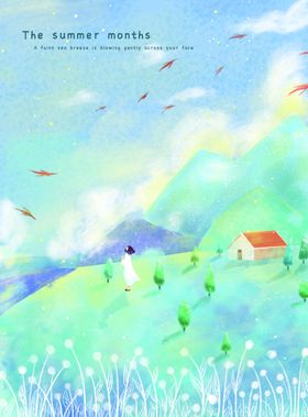 梦幻风景插画话绘作品唯美场挂素材手绘图片