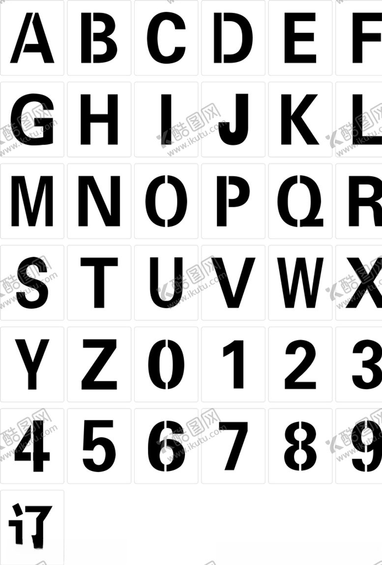编号：10322403302224132976【酷图网】源文件下载-漏空数字字母