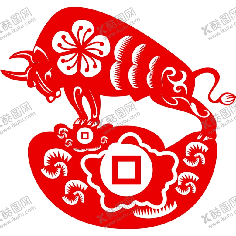 编号：44775103310949015605【酷图网】源文件下载-生肖牛剪纸
