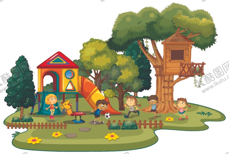 编号：54990109270758438384【酷图网】源文件下载-卡通儿童和树屋