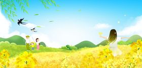 女孩漫步于烂漫花海