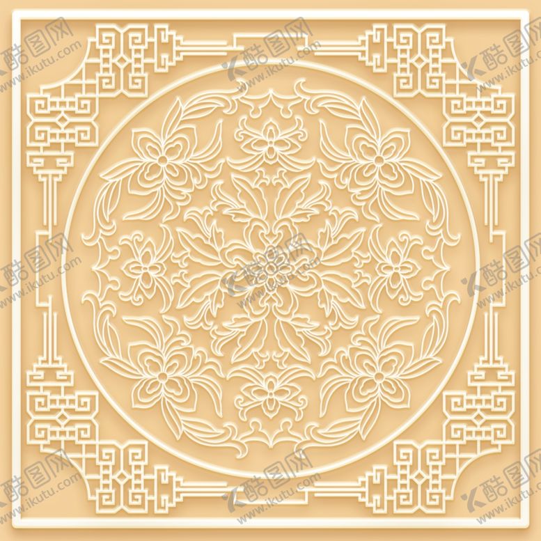 编号：97049409120006337574【酷图网】源文件下载-吊顶天花玉雕圆圈图腾