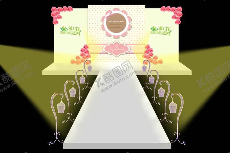 编号：25199810010806355750【酷图网】源文件下载-婚礼现场舞台迎宾区场景布置