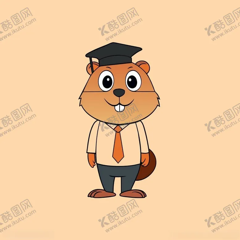 编号：28115601282230358020【酷图网】源文件下载-戴毕业帽的河狸