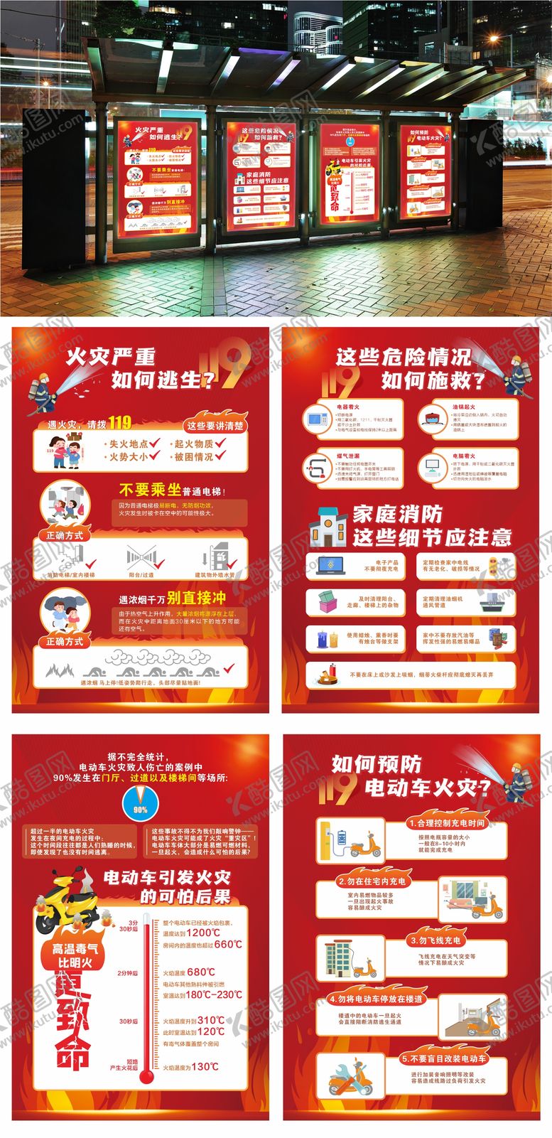 编号：14078811151657465772【酷图网】源文件下载-消防安全家庭火灾险情处理展板