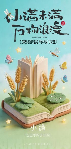 小满节气立体海报