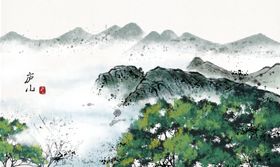 圆明园景点国风插画卡通背景