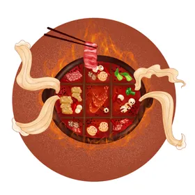 火锅素材透明手绘