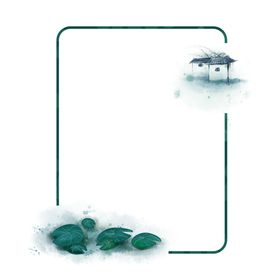 中国风边框建筑素材水墨