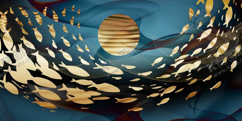 编号：29297201250335224312【酷图网】源文件下载-金色鱼装饰画