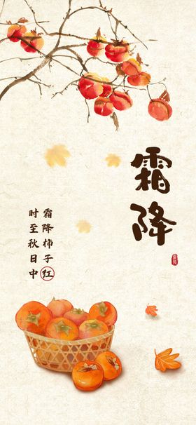 二十四节气霜降海报插画简约