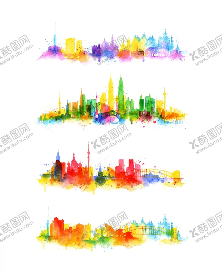 编号：23523001180249099267【酷图网】源文件下载-水彩城市