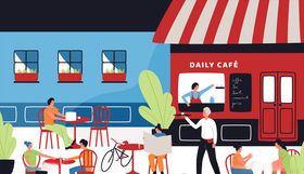 创意室外咖啡馆设计矢量素材