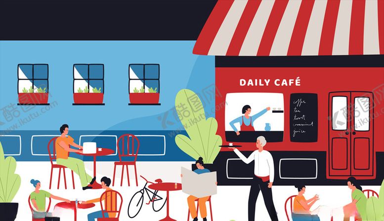 编号：82174510030638056694【酷图网】源文件下载-创意室外咖啡馆设计矢量素材