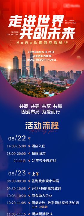 红蓝色活动流程长图海报