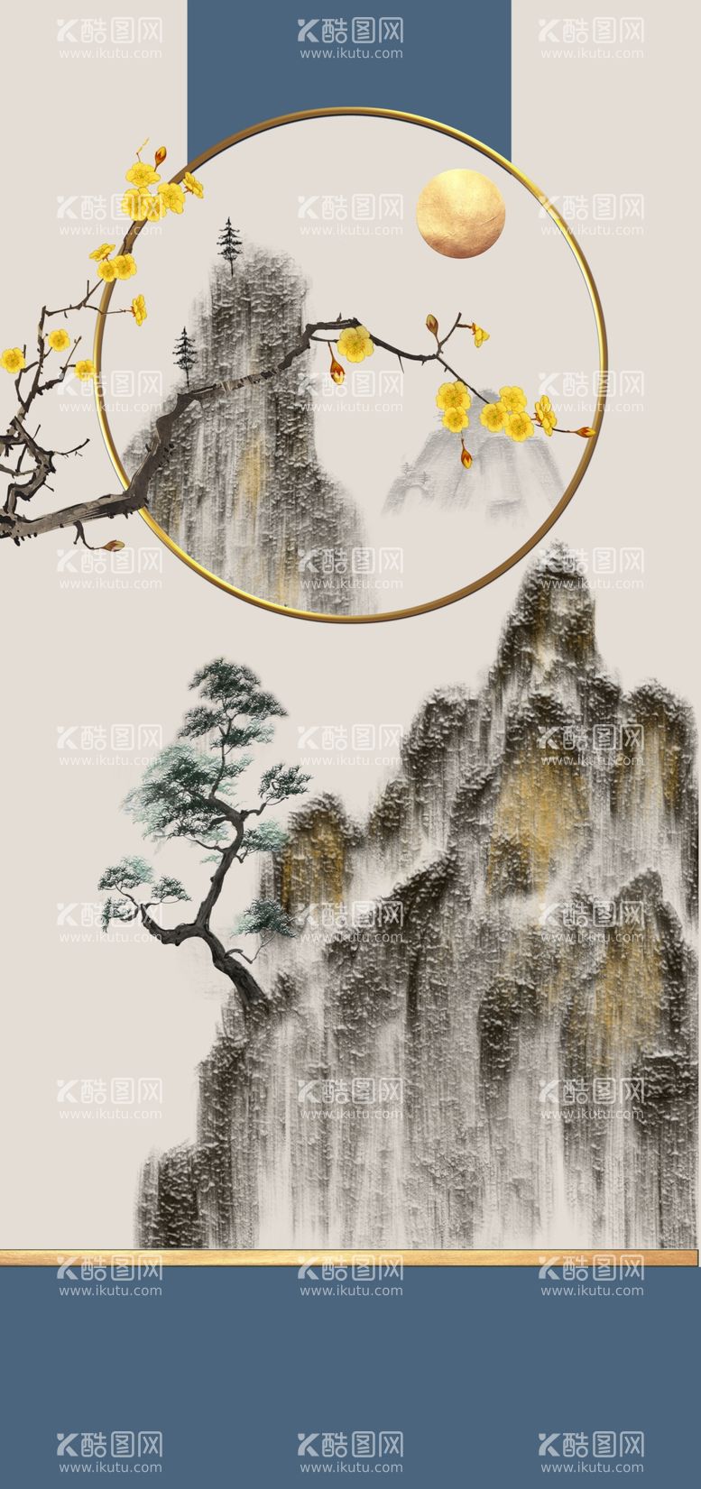 编号：82402810161650535343【酷图网】源文件下载-中式山水线条国画装饰画