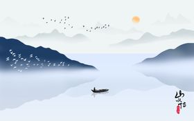 水墨山水画图纸禅意