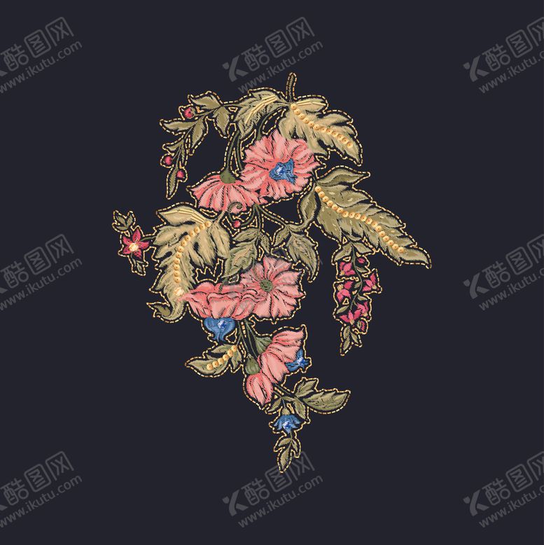 编号：79750910221426148226【酷图网】源文件下载-玫瑰花蝴蝶花匹装乱花
