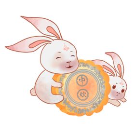 中秋元素月亮嫦娥节插画兔子