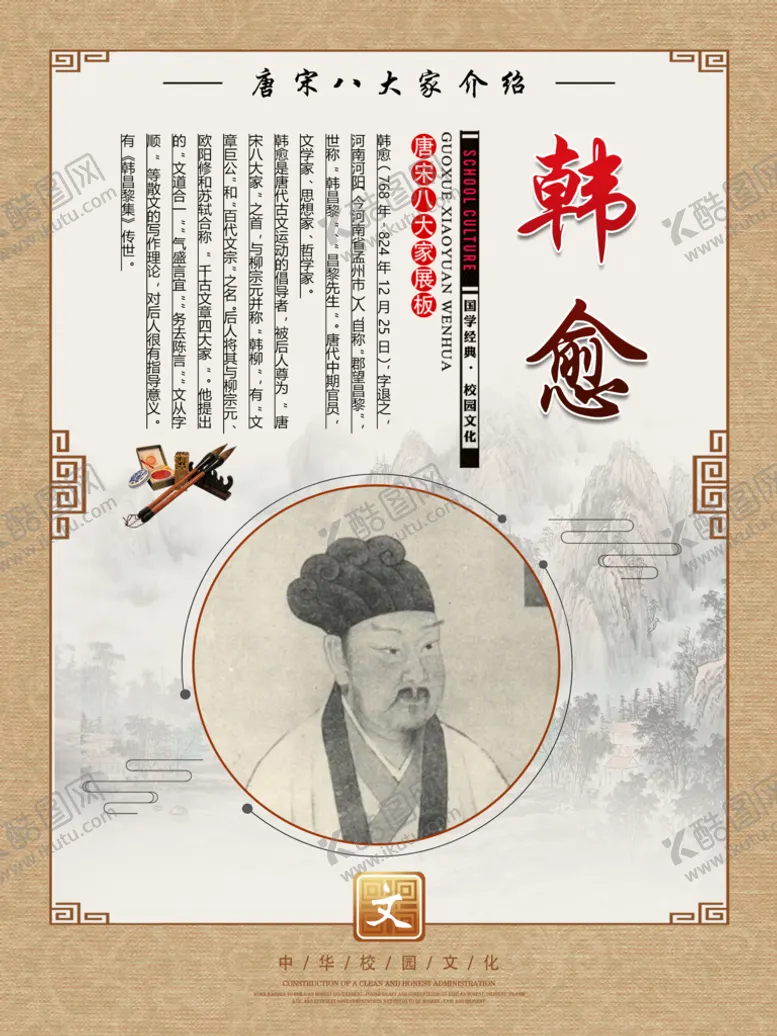 编号：84167909280042405028【酷图网】源文件下载-唐宋八大家 诗人简介 韩愈