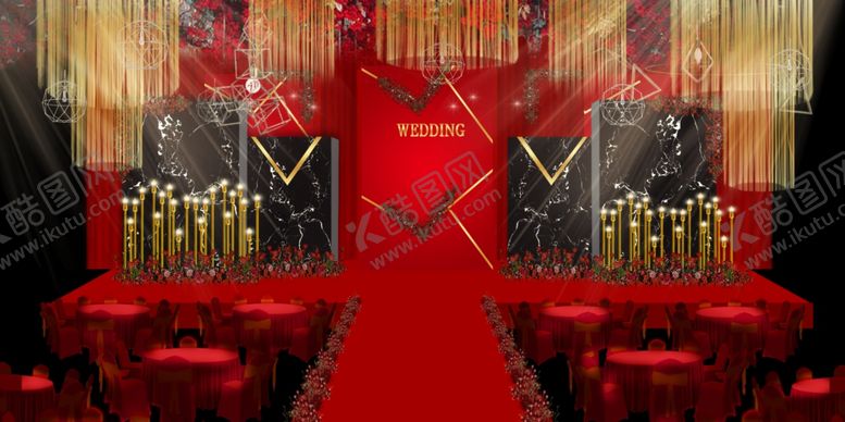 编号：31845106191724594278【酷图网】源文件下载-红黑金几何婚礼