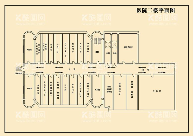 编号：18029709210354406370【酷图网】源文件下载-医院2楼平面图