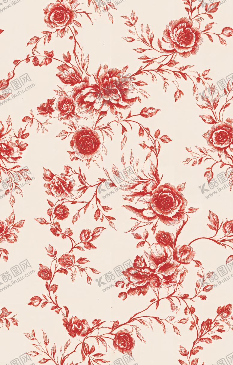 编号：61614604040636438790【酷图网】源文件下载-复古风红白花卉图案