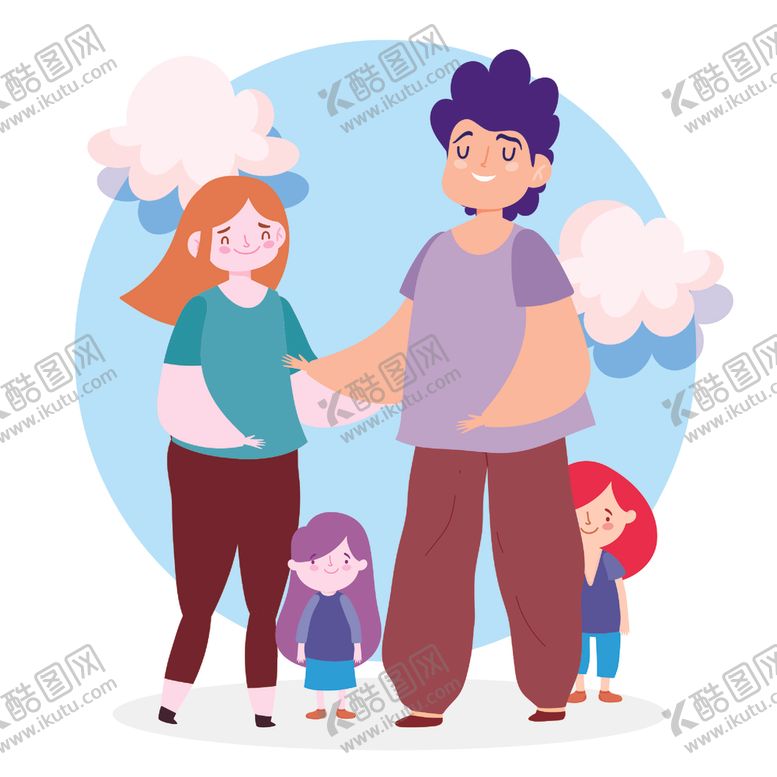 编号：51916706251811586075【酷图网】源文件下载-卡通手绘家庭