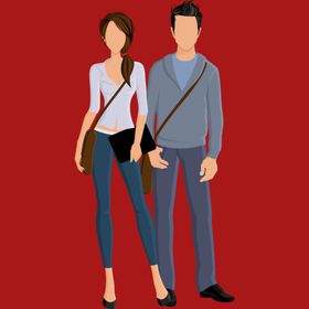 手绘情侣恋人爱男女卡通