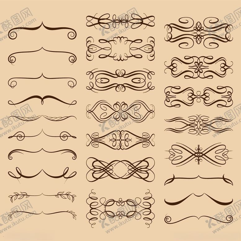 编号：21996011180040121625【酷图网】源文件下载-复古装饰性花纹设计元素
