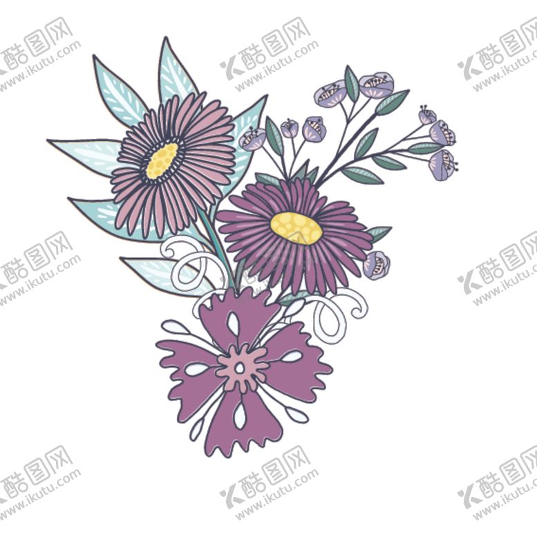 编号：83372210010927425474【酷图网】源文件下载-小清新花朵植物插画