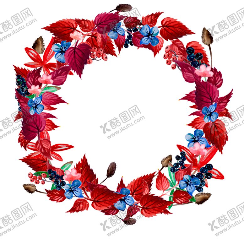 编号：29152706261348061090【酷图网】源文件下载-小清新水彩花圈绘画