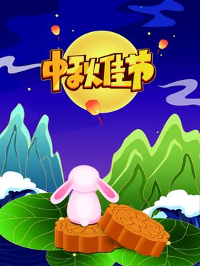 中秋佳节情满素材吊旗